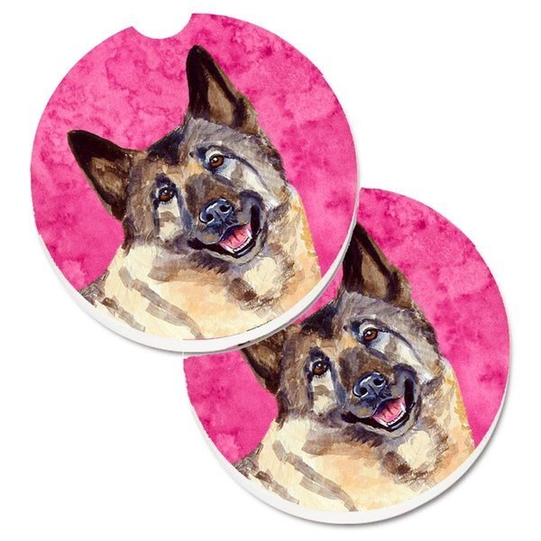 Pink Norwegian Elkhound Set of 2 Cup Holder Car Coaster, Carolines Treasures, Mfr#: LH9398PKCARC